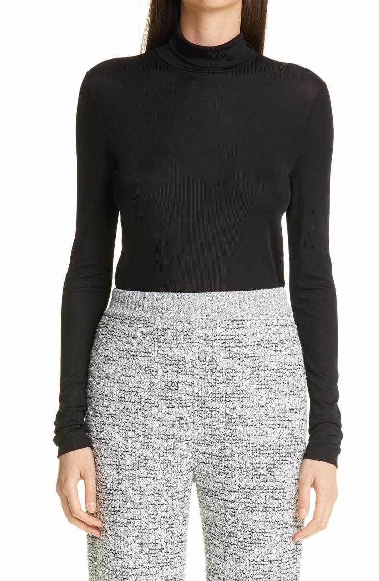 St. John Collection Long Sleeve Rib Turtleneck, Main, color, 