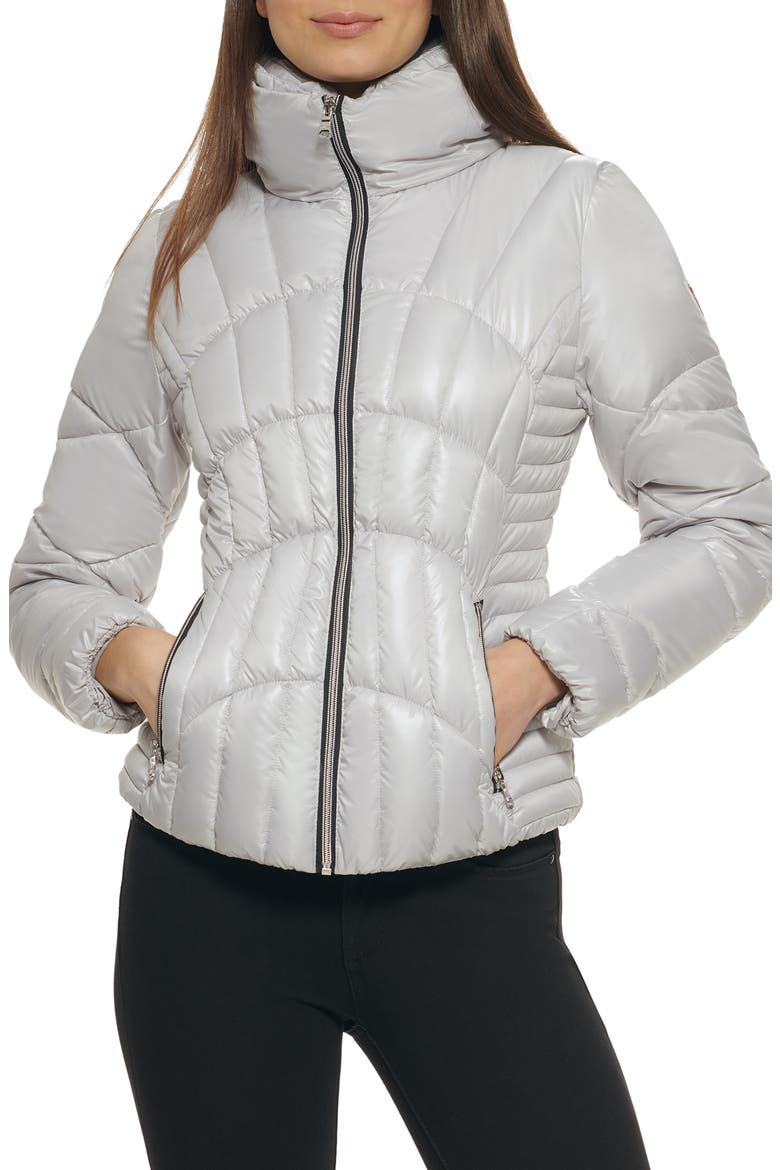 Quilted Puffer Jacket, Main, color, SILVER