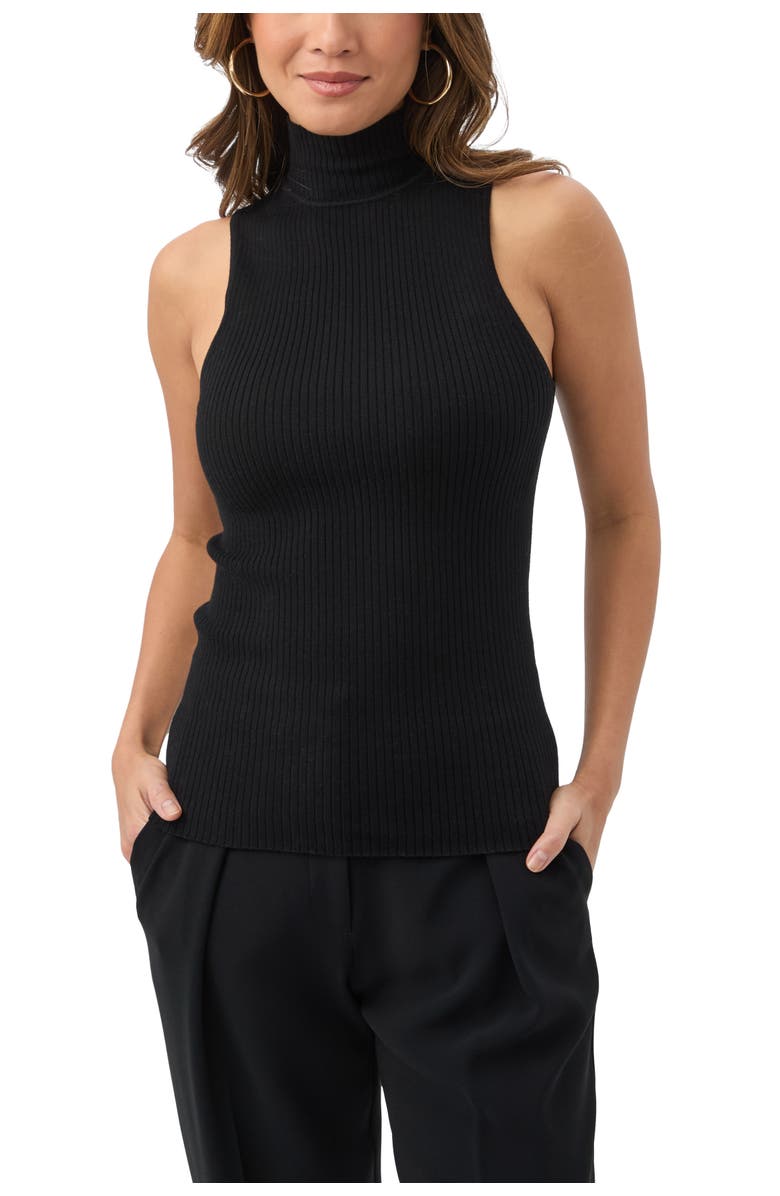 Trina Turk Westhampton Sleeveless Ribbed Turtle Neck, Main, color, Black