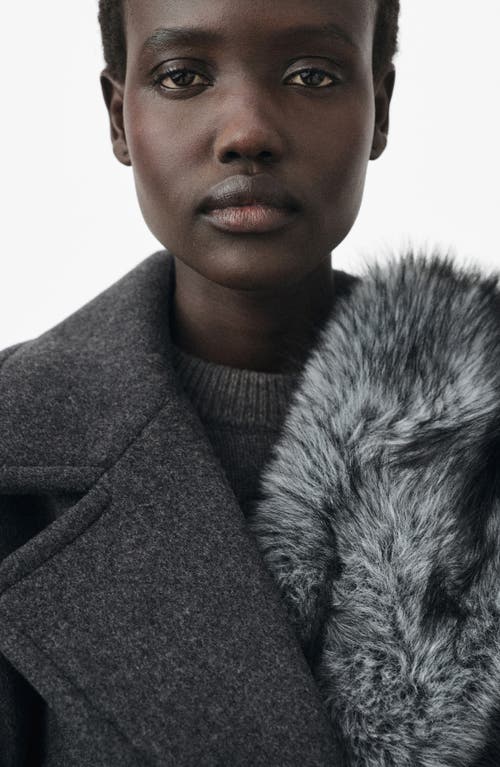 Mango Selection Wool Blend Peacoat In Gray