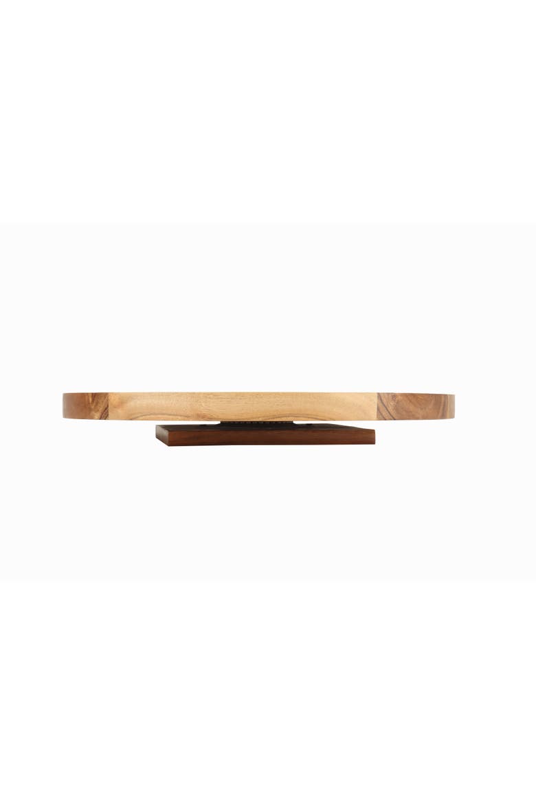 Blue Wave on Wood Lazy Susan Chip and Dip Round Serving Tray, Alternate, color, Blue