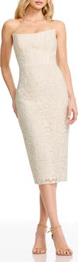 Dress the Population Cosette Strapless Lace Corset Cocktail Dress