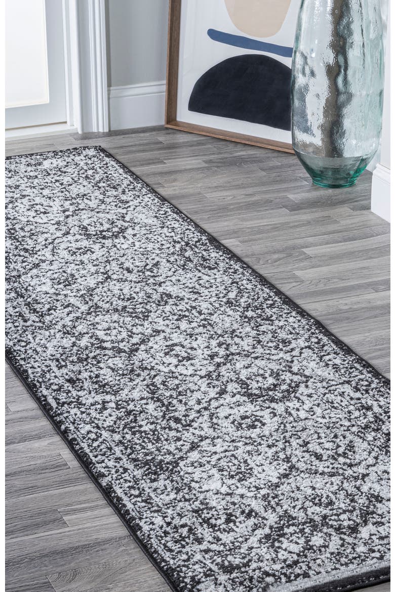 Modern Persian Boho Vintage Trellis Area Rug, Alternate, color, Black/Ivory