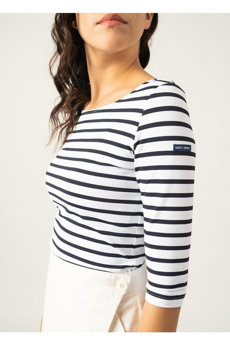 GARDE-COTE III - UV Fabric Breton Striped Top, Alternate, color, white/navy