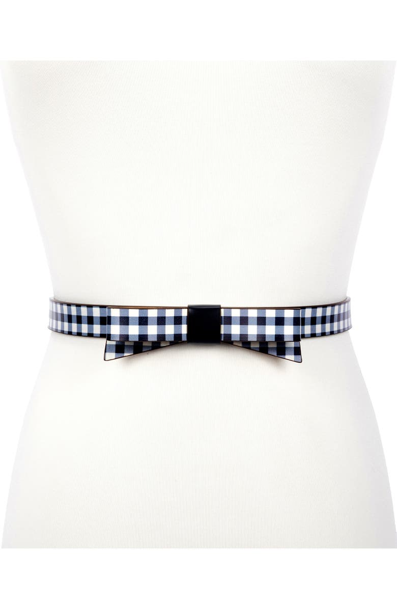 Kate Spade New York gingham print bow belt, Alternate, color,