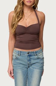 EDIKTED Anael Ruched Halter Top