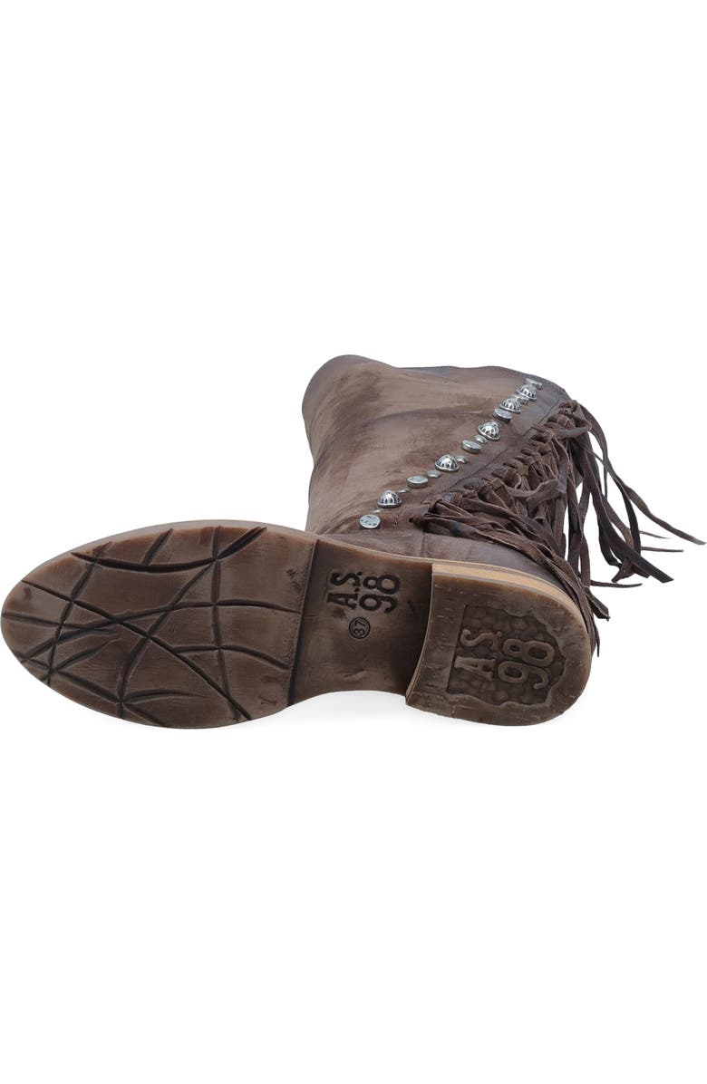 A.S.98 Ilke Studded Fringe Western Knee High Boot, Alternate, color, Brown