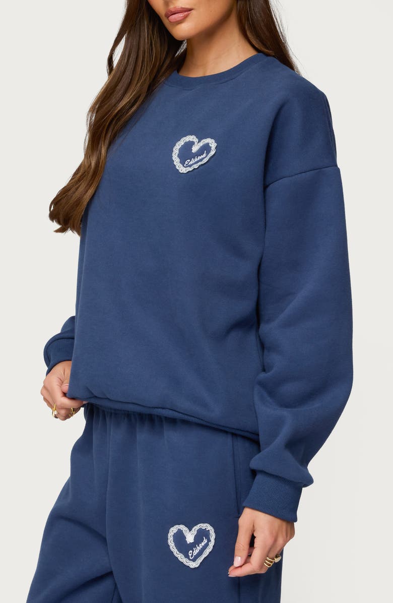 EDIKTED Love Edikted Oversize Sweatshirt, Alternate, color, Navy