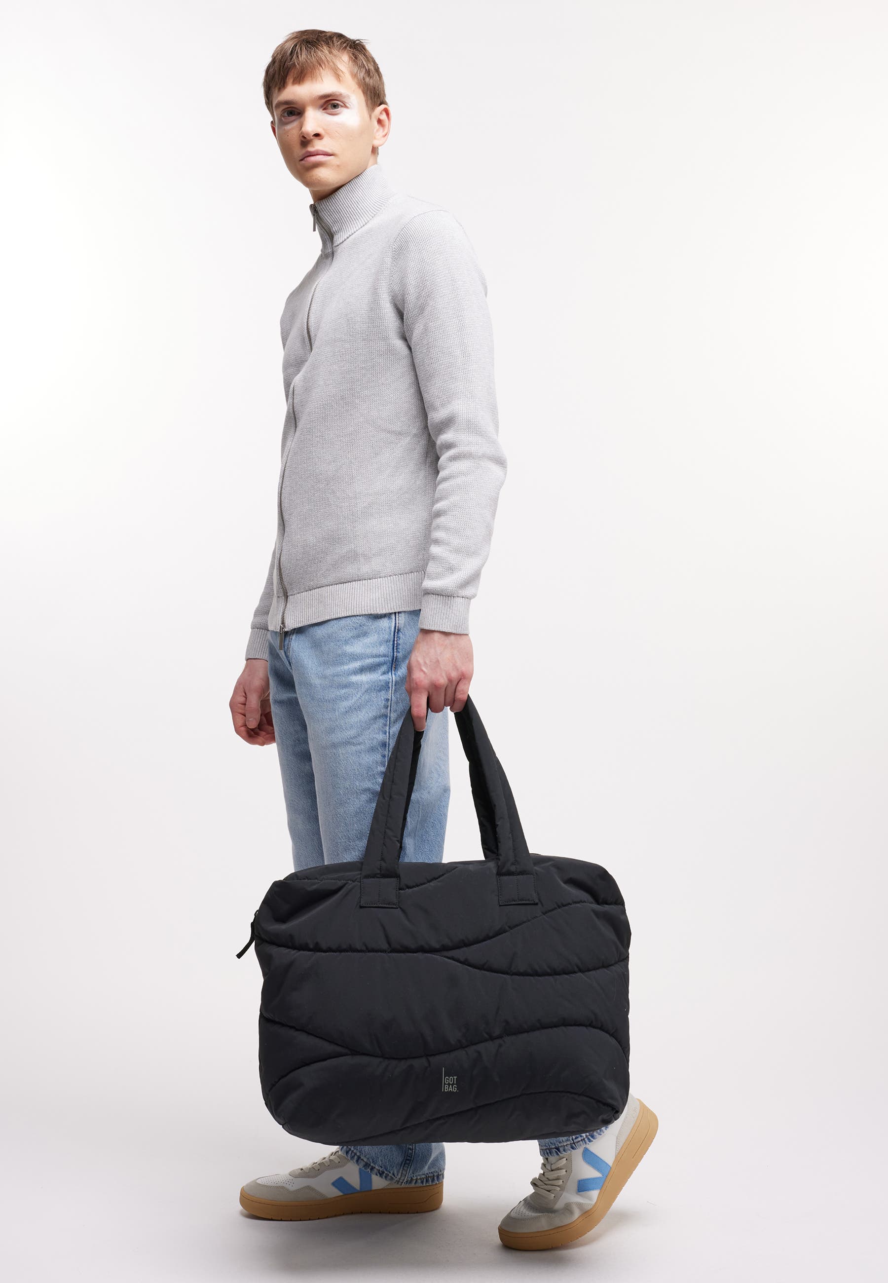 GOT BAG Wavy Puffer Recycled Nylon Everyday Laptop Bag, Alternate, color, Black