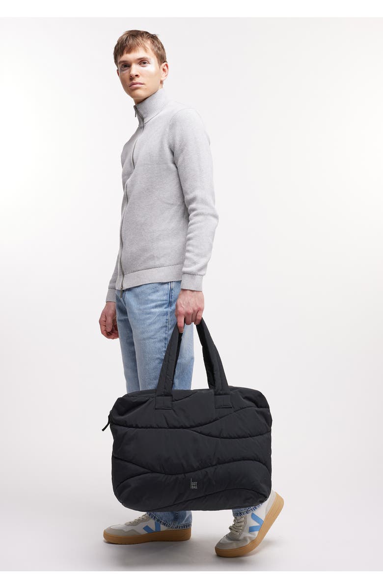 GOT BAG Wavy Puffer Recycled Nylon Everyday Laptop Bag, Alternate, color, Black