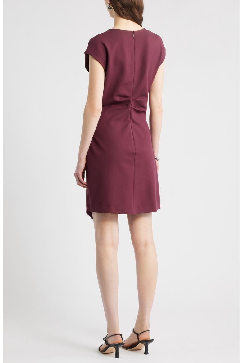 Pleated Ponte Minidress, Alternate, color, BURGUNDY ROYALE
