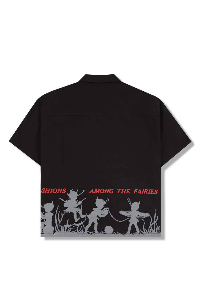 PLEASURES Fairies Relaxed Fit Cotton Zip Shirt, Alternate, color, Black