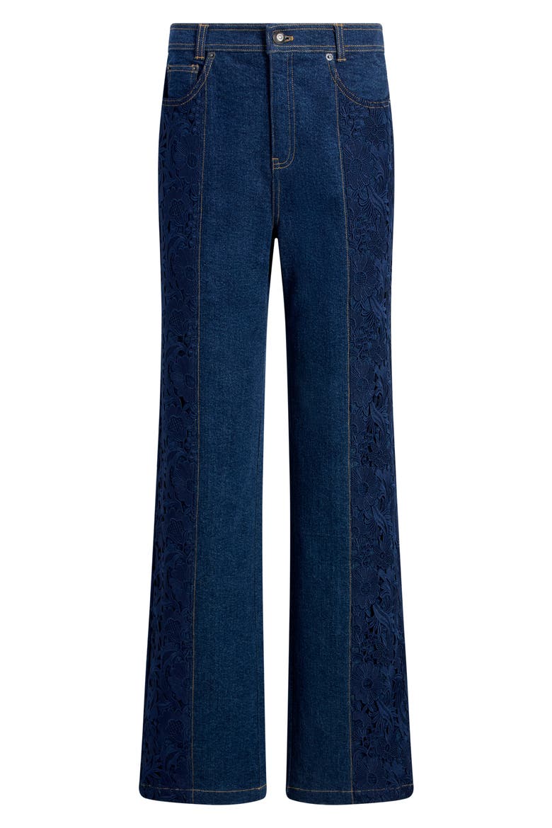 Francine Lace Detail Jeans, Alternate, color, NAVY/ OCEANE