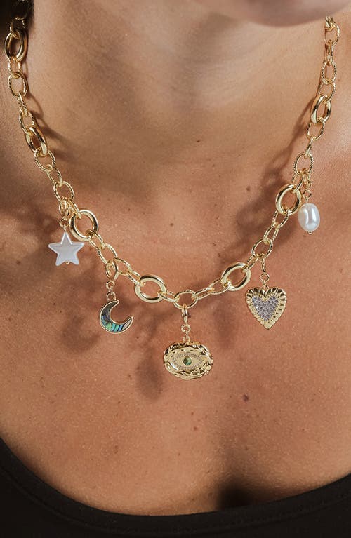 Sterling Forever Carter Round Link Statement Necklace In Gold