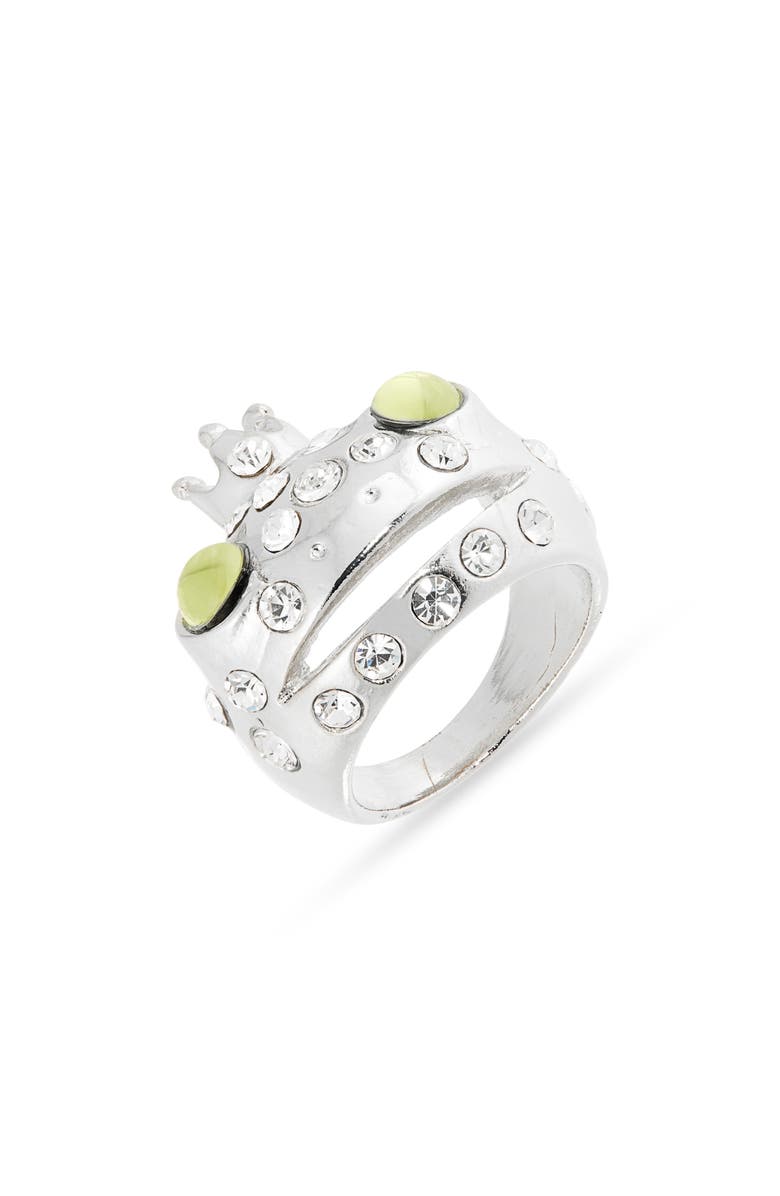 Collina Strada Frog Prince Recycled Pewter Ring, Main, color, Silver Lime Freckles