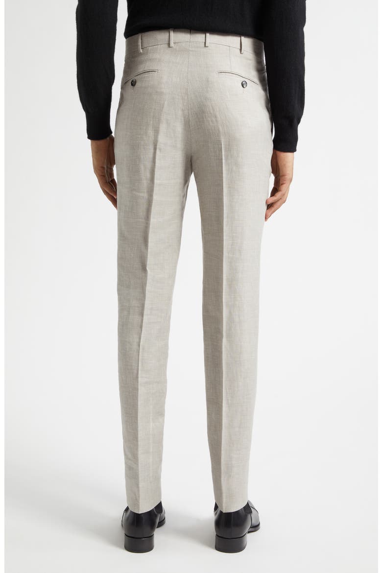 Flat Front Wool, Linen & Silk Trousers, Alternate, color, LIGHT BEIGE