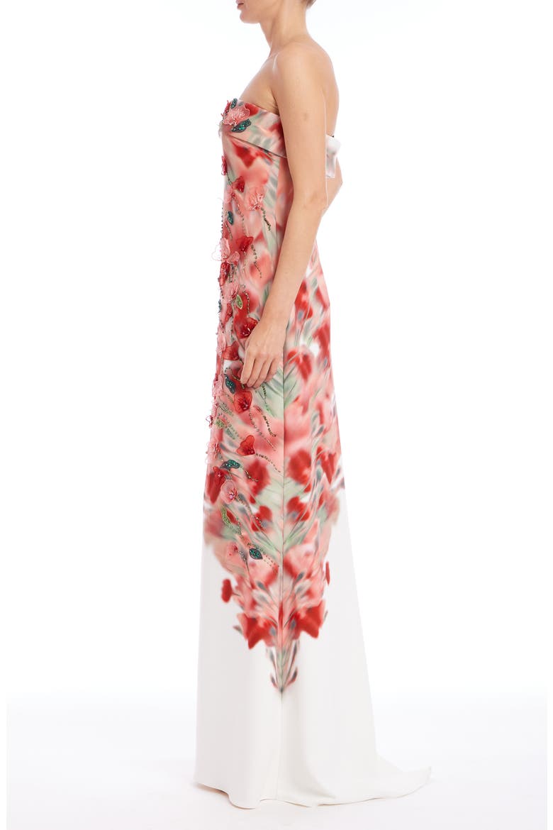 Embellished Floral Strapless Evening Gown, Alternate, color, IVORY MULTI