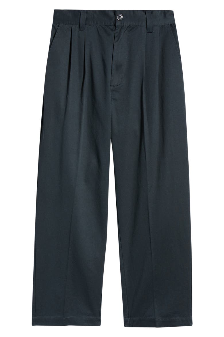 Foster Pleated Twill Pants, Alternate, color, BLACK