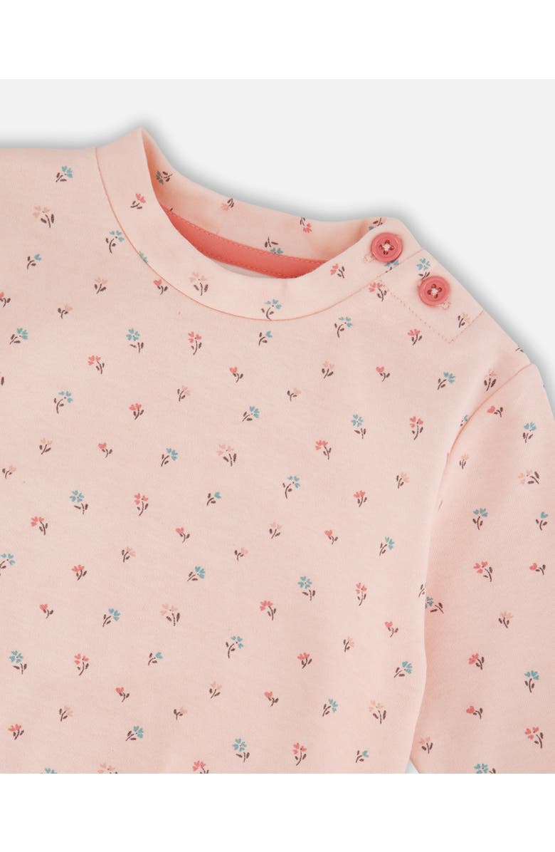 Deux par Deux Organic Cotton Pant with Top Set, Alternate, color, Pink Mini Floral