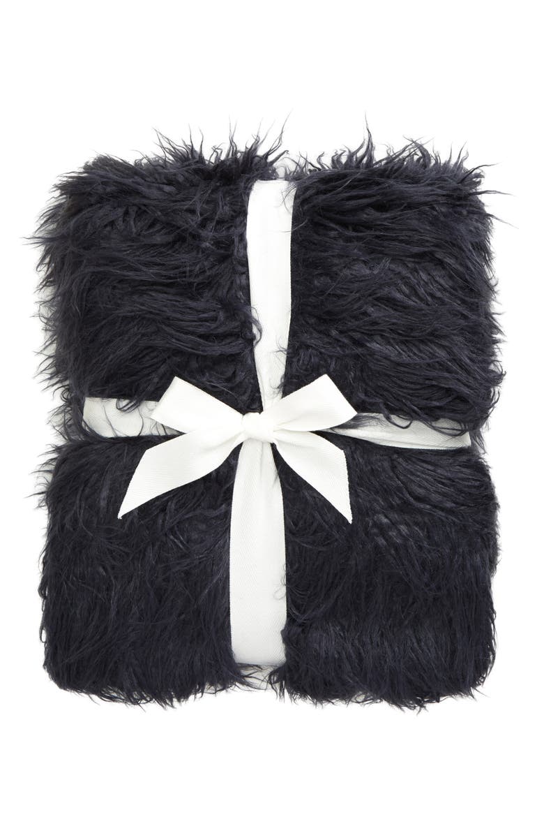 Mongolian Faux Fur Throw Blanket, Alternate, color, NAVY BLUE