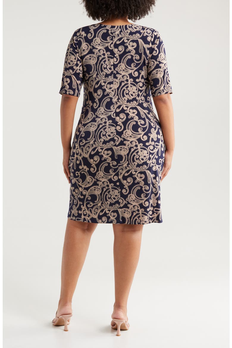 Paisley Sheath Dress, Alternate, color, INK