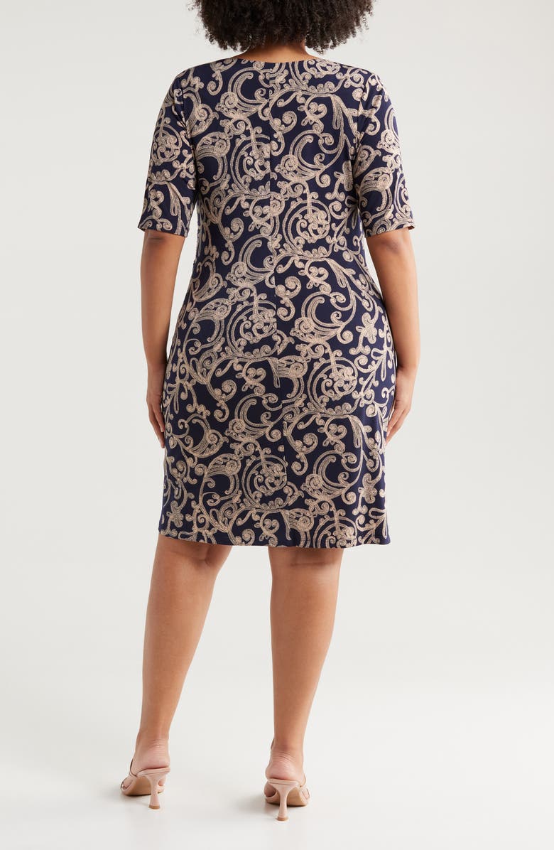 Connected Apparel Paisley Sheath Dress, Alternate, color, Ink