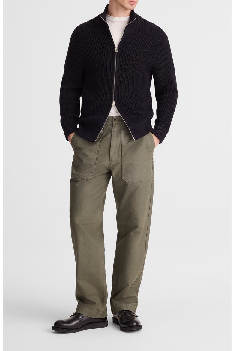 Shaker Stitch Full Zip Cotton Sweater, Alternate, color, OBSIDIAN BLUE