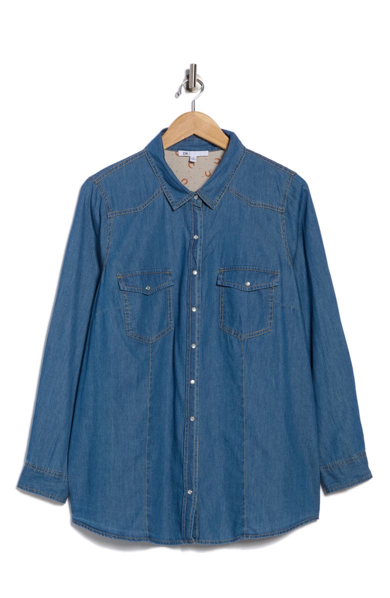 DR2 by Daniel Rainn Western Long Sleeve Denim Shirt, Alternate, color, Dark Wash