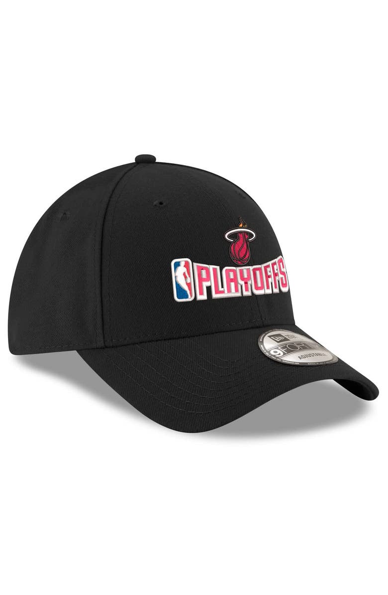 New Era Men's New Era Black Miami Heat 2025 NBA Playoffs 9FORTY Adjustable Hat, Alternate, color,