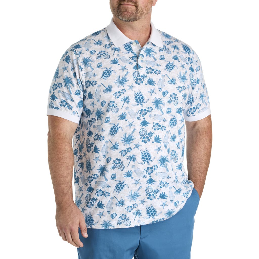 Harbor Bay By Dxl Big & Tall Sea Print Polo Shirt
