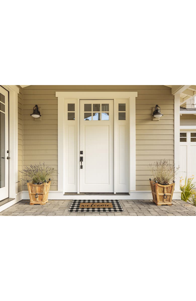 Design Imports Checkers Welcome Doormat, Alternate, color, Black/ White/ Natural