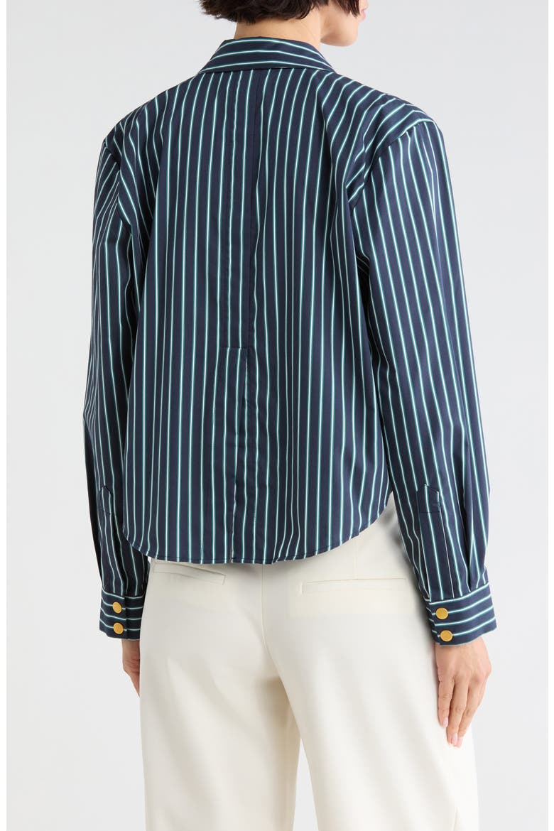 Cosette Cropped High-Low Striped Shirt, Alternate, color, MIDNIGHT/ BOTTLE GREEN STRIPE