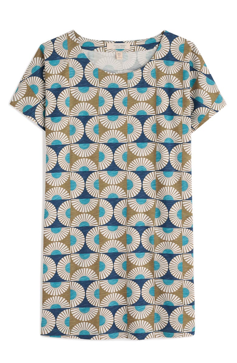 Seasalt Cornwall Ocean Gaze Daisy Print Organic Cotton Jersey Tunic, Alternate, color, Sun Geo Poseidon