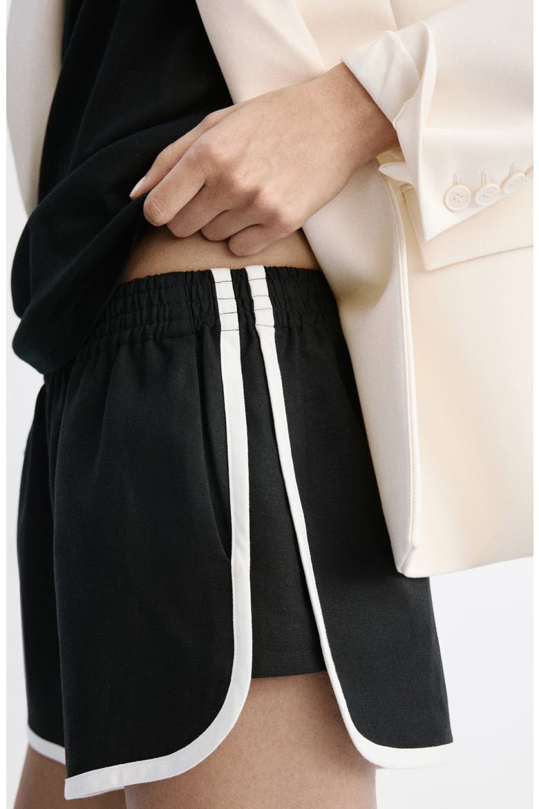 Piped Pull-On Woven Shorts, Alternate, color, BLACK