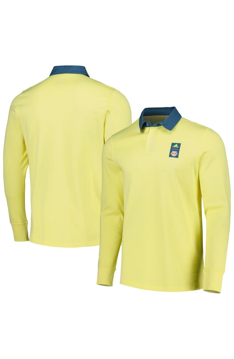 adidas Men's adidas 2023 Player Yellow New York Red Bulls Travel Long Sleeve Polo, Main, color, Yellow