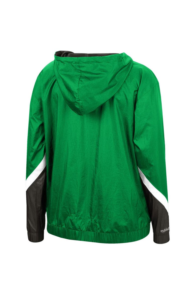Women's Mitchell & Ness Green Milwaukee Bucks Half-Zip Windbreaker 2.0 Hoodie, Alternate, color, Green