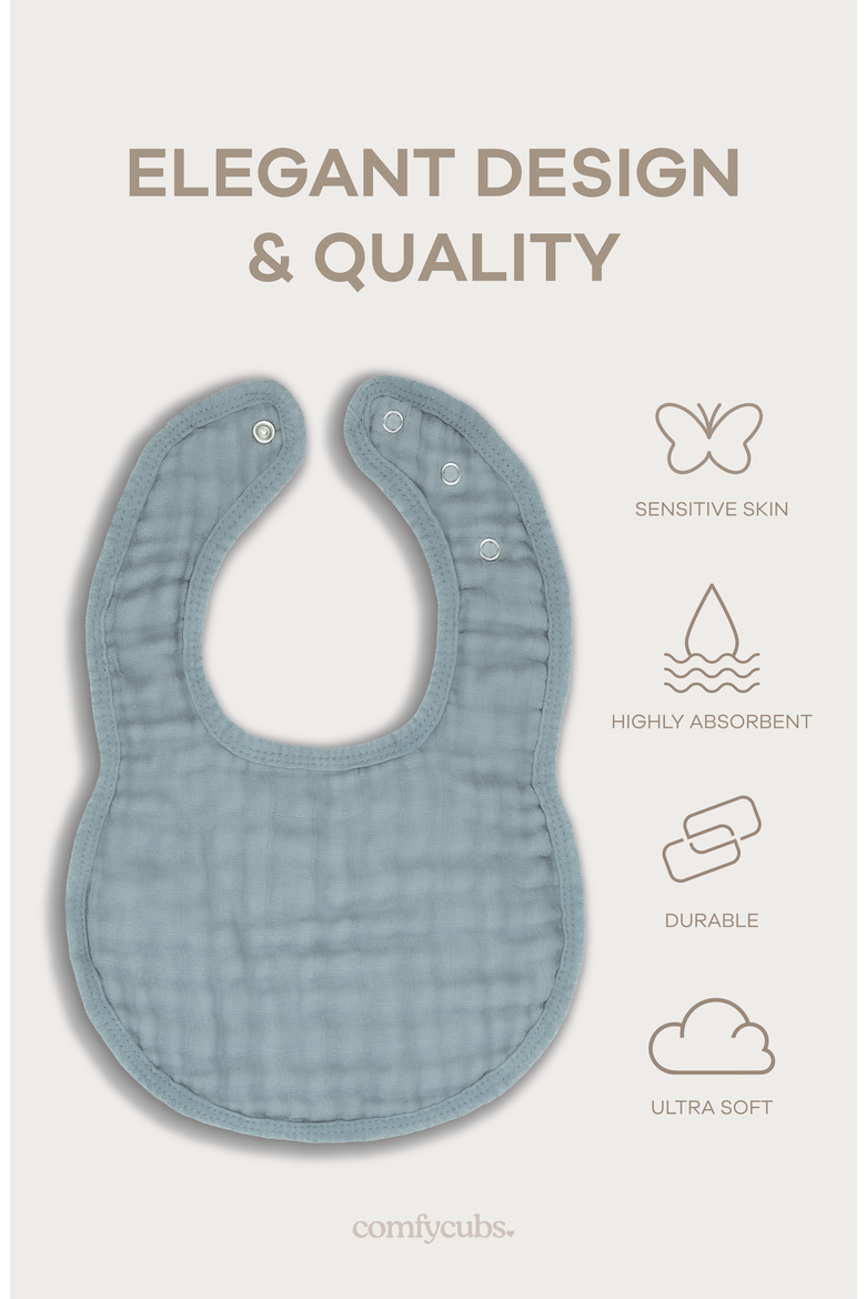 Muslin Bibs - Pack of 8, Alternate, color, Pacific Blue