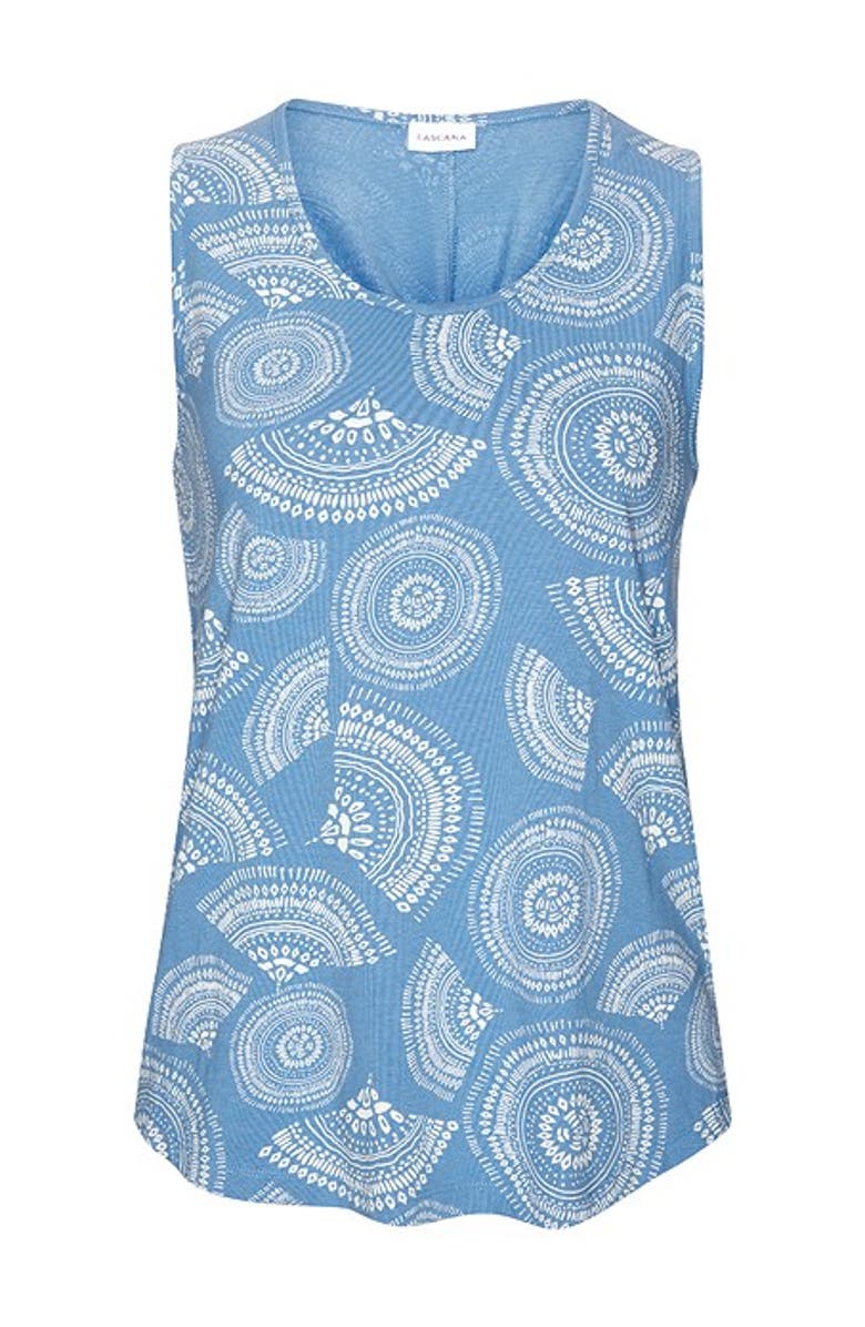 LASCANA Women's Twist Back Tank Top, Alternate, color, Blue & White