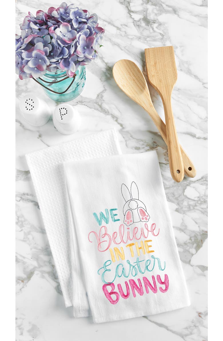 C&F Home Believe In The Easter Bunny Rabbit Spring Flour Sack Kitchen Dishtowel, Alternate, color, White