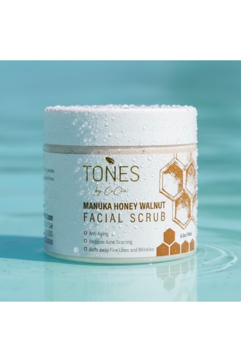 Manuka Honey Exfoliating and Skin Brightening Formula Scrub 180ml, Alternate, color, with orange and black words