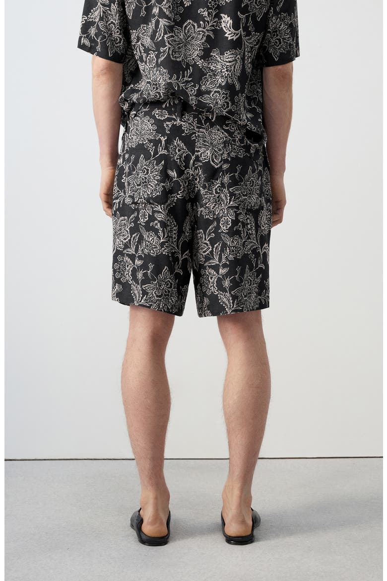 Slim Fit Print Bermuda Shorts, Alternate, color, BLACK