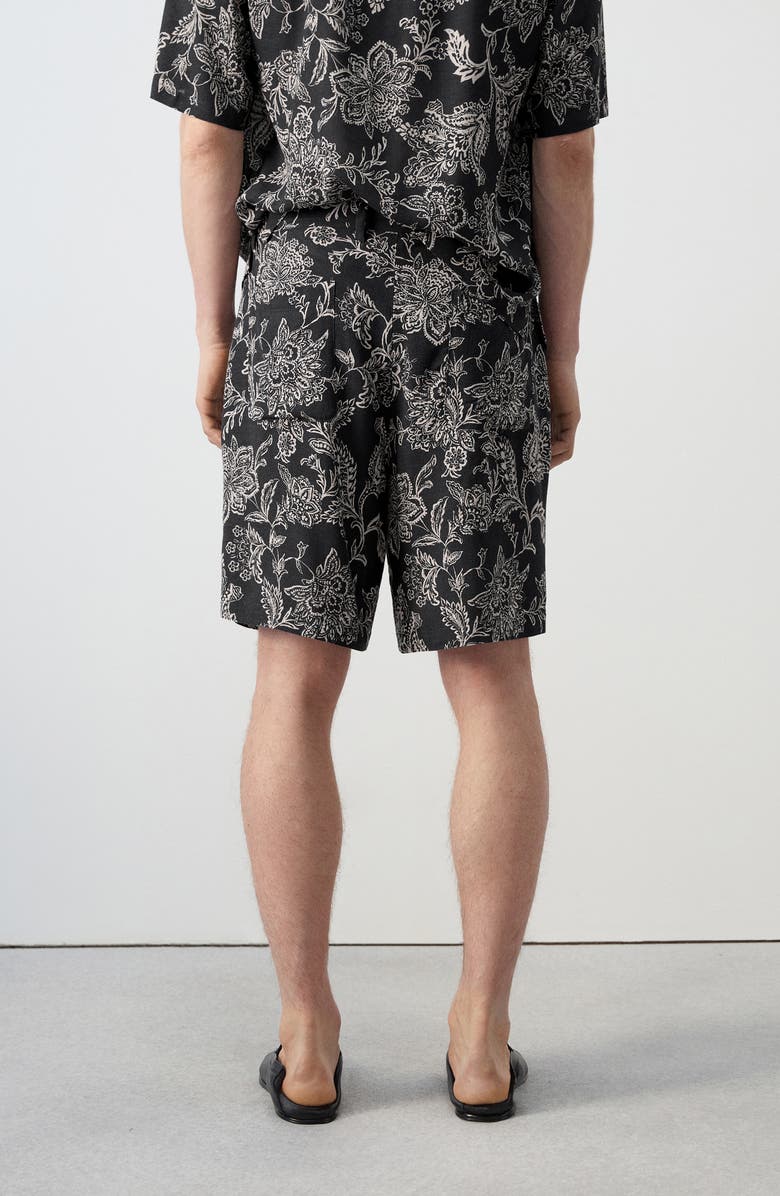 MANGO Slim Fit Print Bermuda Shorts, Alternate, color, Black
