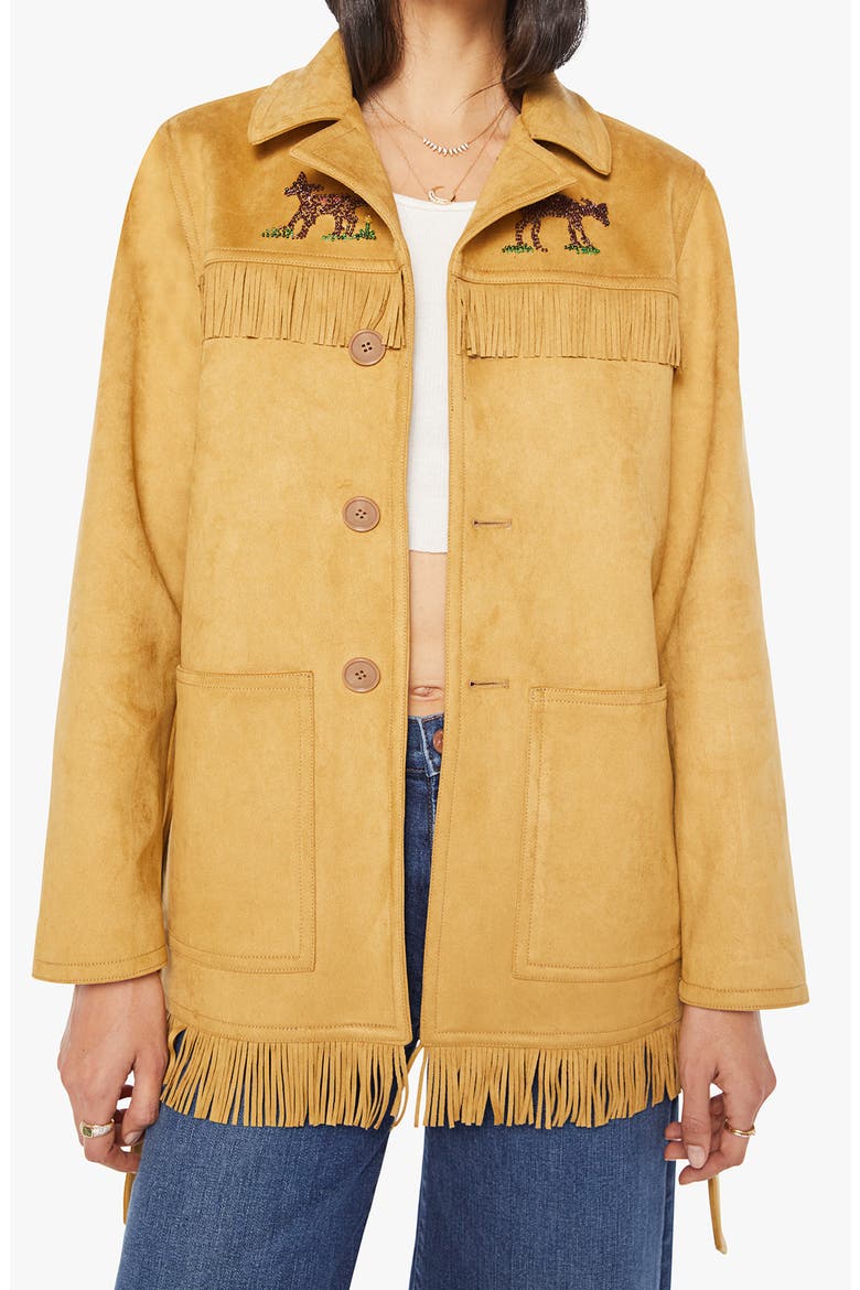 The Roadside Fringe Faux Suede Jacket, Main, color, OH DEER