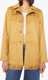 MOTHER The Roadside Fringe Faux Suede Jacket