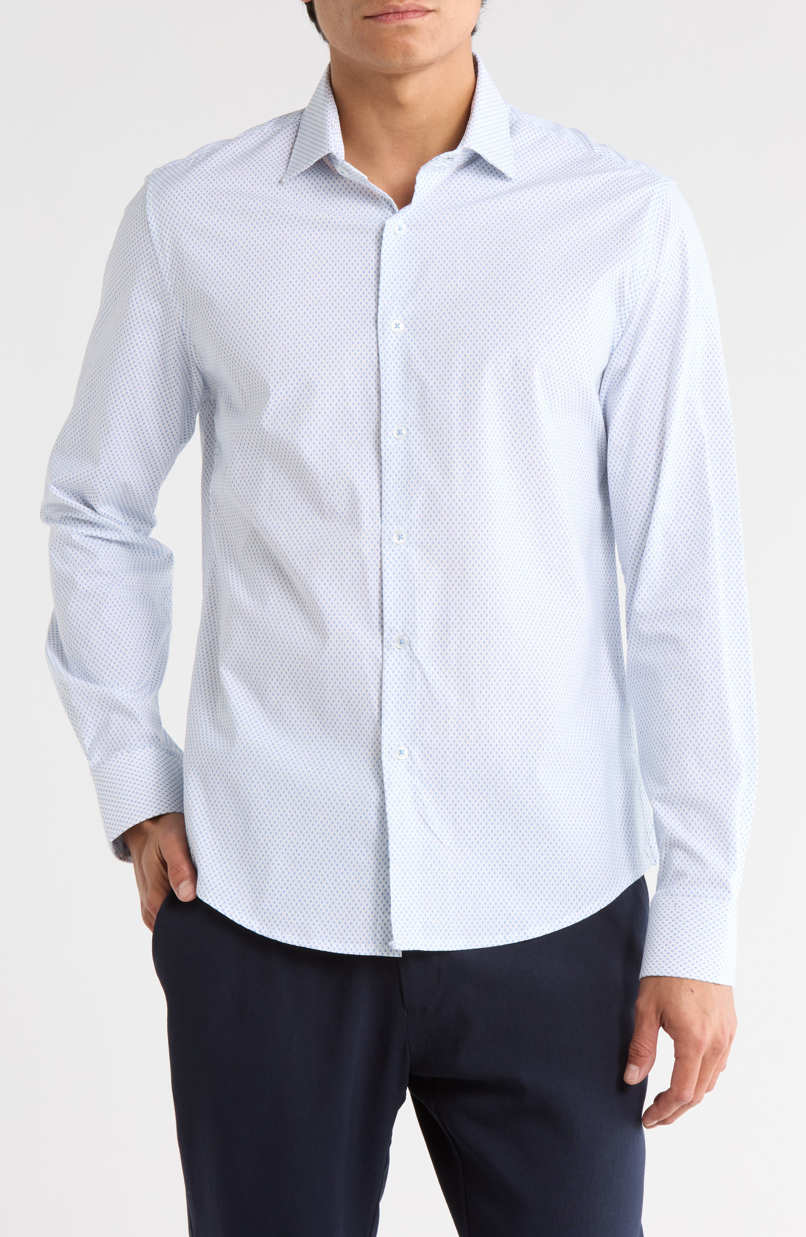 DENIM AND FLOWER Geometric Print Button-Up Shirt