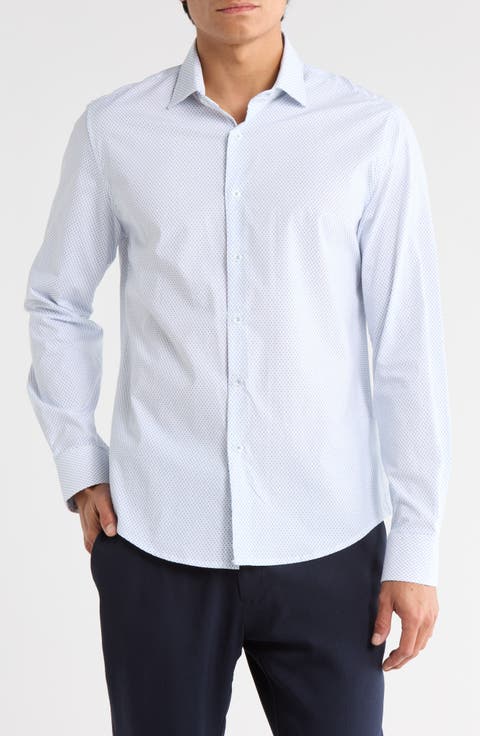 Geometric Print Button-Up Shirt