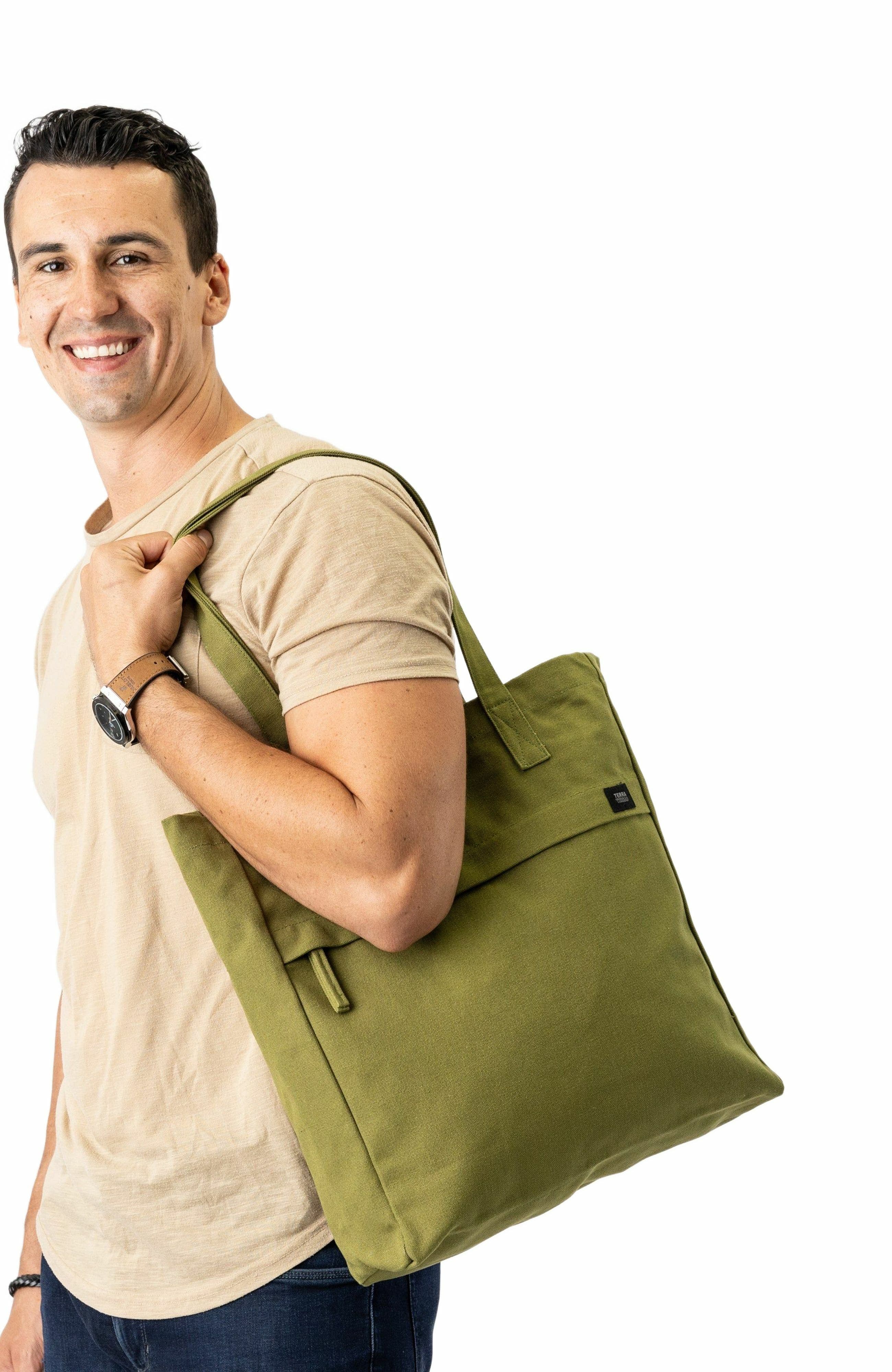 Organic Cotton Canvas Work Tote Bag, Alternate, color, Olive Green