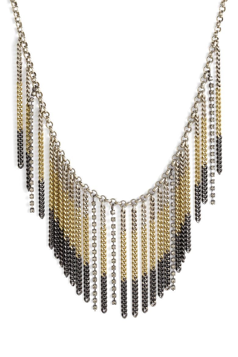 'Laurel Canyon' Dip Dye Fringe Necklace, Main, color, SILVER MULTI