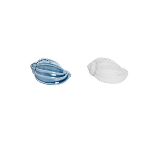 Blue & Bisque Shell Salt Pepper Set