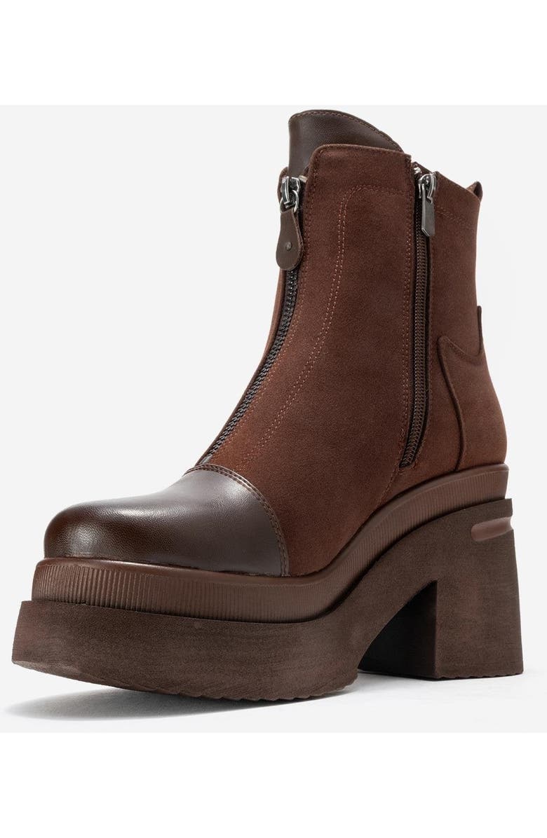 Prologue Shoes Ardenne Platform Zip Boot, Alternate, color, Brown Suede Faux Leather